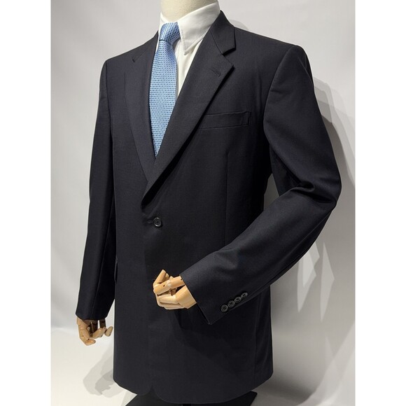 VTG 90s Hart Schaffner Marx Pure New Wool Blazer Black Made in USA Men Size 43L - Picture 5 of 14
